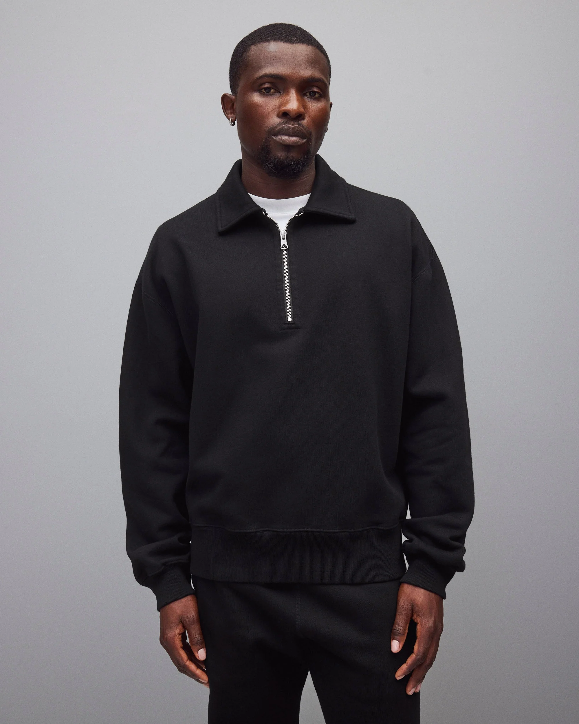 Brushed Fleece Relaxed Half Zip Sweatshirt - Image 2