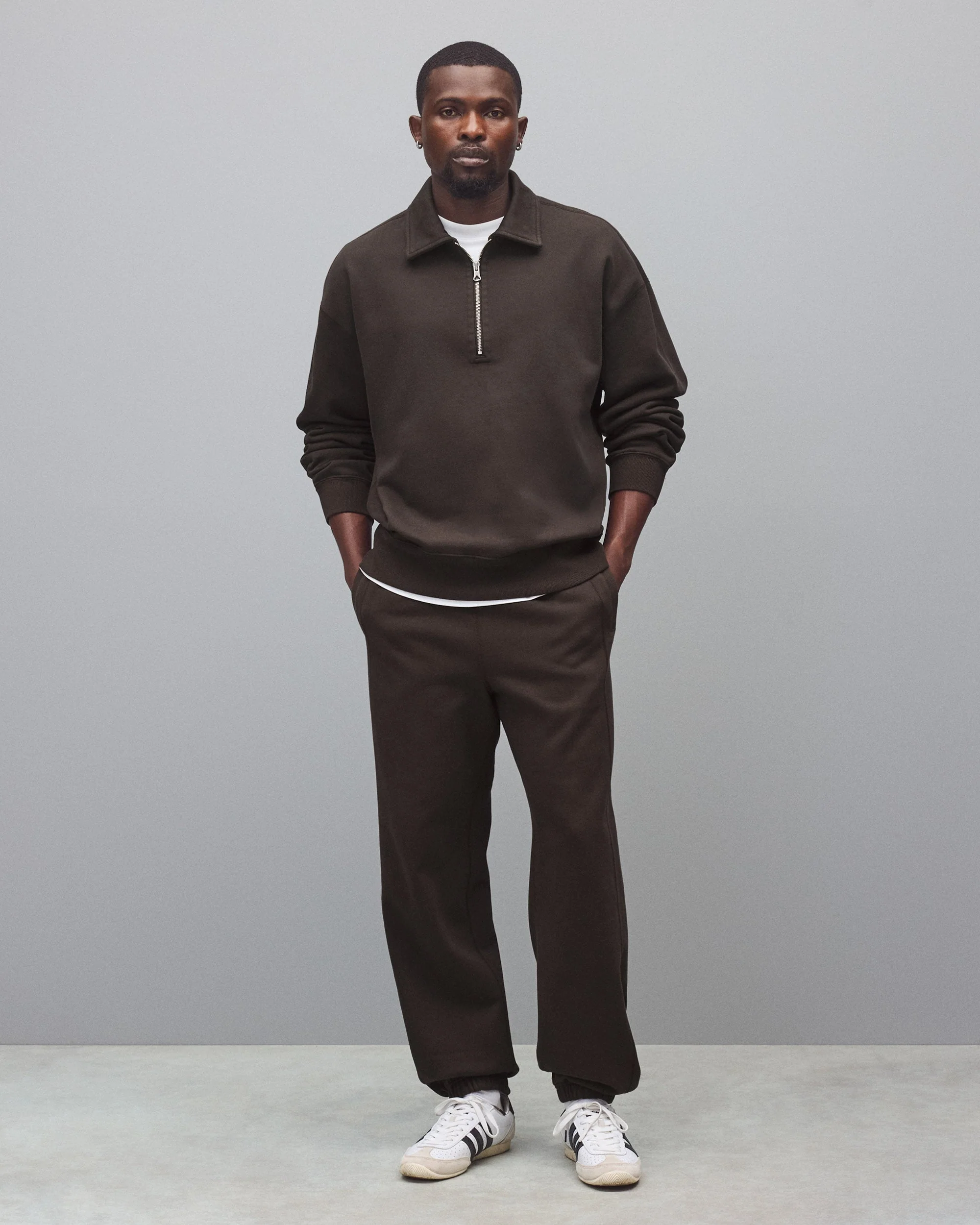 Brushed Fleece Relaxed Half Zip Sweatshirt - Image 3