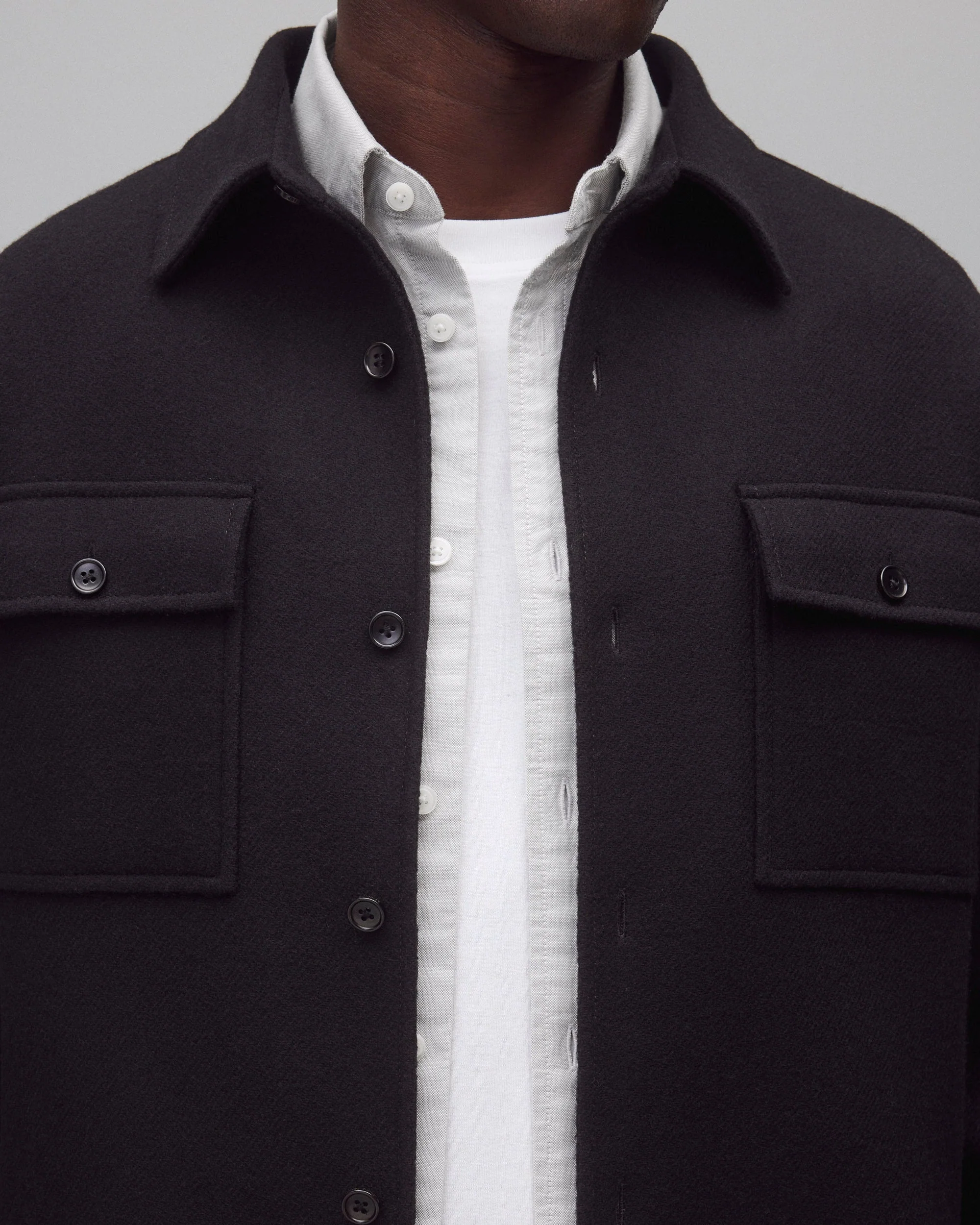 Double Faced Wool Concourse Overshirt - Image 6
